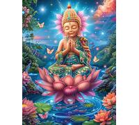 Buda meditando sobre una Flor de Loto Rompecabezas 500 Piezas Cartón para Expertos Sueño Mágico de Ciencia Ficción Actividad Familiar Educativa Hobby Colección Reunión Familiar Juegos Regalo Sorpresa