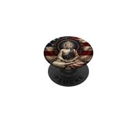 Buda patriótico Flor de Loto Bandera de Estados Unidos Budismo Budista PopSockets PopGrip Adhesivo