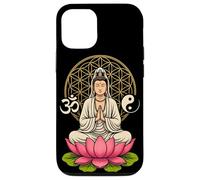 Buda Quan Yin Meditación Yin Yang OM Lotus Spiritual Carcasa para iPhone 12/12 Pro