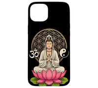 Buda Quan Yin Meditación Yin Yang OM Lotus Spiritual Carcasa para iPhone 15 Plus