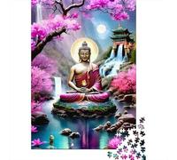 Buda Sakura Lunar Zen Arroyo Rompecabezas de 1000 Piezas, Papel Reciclado para Adultos Juego Familiar Divertido Desafiante 70x50cm/1000pcs