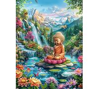 Buda sobre Loto Ante Cascada Puzzles 1000 Piezas Juguete Educativo 3D Interactivo Mitos fantásticos Rompecabezas Familiar para Toda La Familia Entretenimiento Creativo Decorativo 1000 PCS