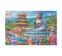 Buda Templo Pagoda Puzzles 1000 Piezas Estera Portátil Plegable Tiempo Feliz Rompecabezas para Adultos Desafío Intelectual Aliviar Estrés Decoración Hogar 3D 1000 PCS