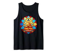 Buda Vitral Lotus Mandala Arte Espiritual Budista Camiseta sin Mangas