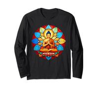 Buda Vitral Lotus Mandala Arte Espiritual Budista Manga Larga