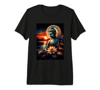 Buda Zen Meditación Lotus Sunset Arte Espiritual Camiseta Premium