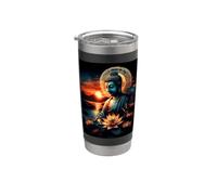Buda zen Meditación Lotus Sunset Arte Espiritual Vaso térmico de acero inoxidable de doble pared