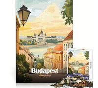Budapest,Hungría Ilustración de Paisaje Urbano Rompecabezas de 1000 Piezas para Adolescentes Estimula la Mente Un pasatiempo Tranquilo Bordes precisos Regalo Ideal de Navidad (38x26cm)