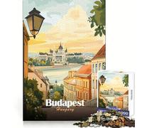 Budapest,Hungría Ilustración de Paisaje Urbano Rompecabezas para Adolescentes de 1000 Piezas Ejercicio Mental Entretenimiento Ligero Corte preciso Regalo Original (38x52cm)