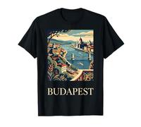 Budapest Hungría Parlamento Río Retro Viajes Diseño Camiseta