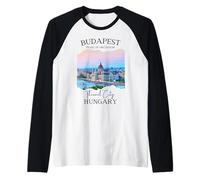 Budapest Hungría Souvenir Turístico Ciudades de Europa del Este Hombres Camiseta Manga Raglan