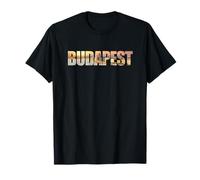 Budapest Text with Hungary Danube River & Parliament Graphic Camiseta