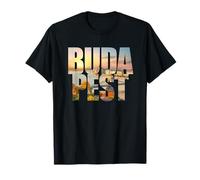 Budapest Text with Hungary Danube River & Parliament Graphic Camiseta