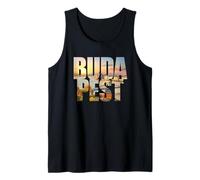 Budapest Text with Hungary Danube River & Parliament Graphic Camiseta sin Mangas