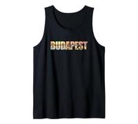 Budapest Text with Hungary Danube River & Parliament Graphic Camiseta sin Mangas