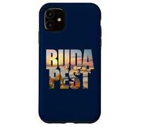 Budapest Text with Hungary Danube River & Parliament Graphic Carcasa para iPhone 11