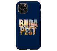Budapest Text with Hungary Danube River & Parliament Graphic Carcasa para iPhone 11 Pro
