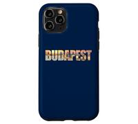 Budapest Text with Hungary Danube River & Parliament Graphic Carcasa para iPhone 11 Pro