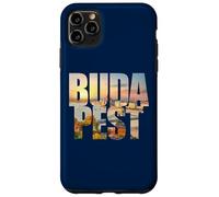 Budapest Text with Hungary Danube River & Parliament Graphic Carcasa para iPhone 11 Pro MAX
