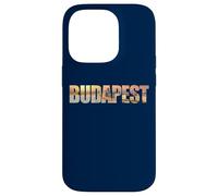 Budapest Text with Hungary Danube River & Parliament Graphic Carcasa para iPhone 14 Pro