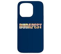 Budapest Text with Hungary Danube River & Parliament Graphic Carcasa para iPhone 15 Pro