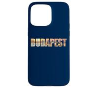Budapest Text with Hungary Danube River & Parliament Graphic Carcasa para iPhone 15 Pro MAX