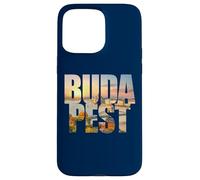 Budapest Text with Hungary Danube River & Parliament Graphic Carcasa para iPhone 15 Pro MAX