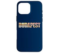 Budapest Text with Hungary Danube River & Parliament Graphic Carcasa para iPhone 16 Pro MAX