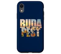 Budapest Text with Hungary Danube River & Parliament Graphic Carcasa para iPhone XR