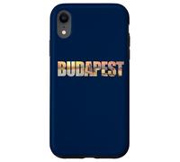 Budapest Text with Hungary Danube River & Parliament Graphic Carcasa para iPhone XR