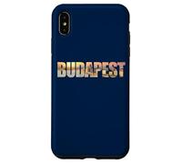 Budapest Text with Hungary Danube River & Parliament Graphic Carcasa para iPhone XS MAX