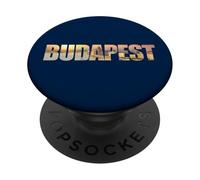 Budapest Text with Hungary Danube River & Parliament Graphic PopSockets PopGrip Adhesivo