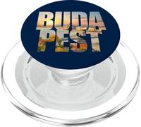 Budapest Text with Hungary Danube River & Parliament Graphic PopSockets PopGrip para MagSafe
