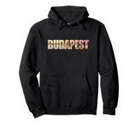 Budapest Text with Hungary Danube River & Parliament Graphic Sudadera con Capucha