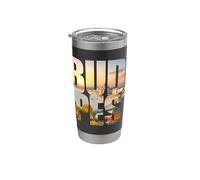 Budapest Text with Hungary Danube River & Parliament Graphic Vaso térmico de acero inoxidable de doble pared
