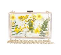 BUDAY Bolso bandolera de acrílico transparente con diseño de flores, c, Talla única