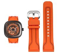 BUDAY Correa de reloj de goma para hombre, resistente al agua, a prueba de sudor, cadena de reloj diésel, 28 mm, accesorios de reloj negro y naranja, 28mm, Ágata
