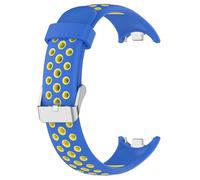 BUDAY For Xiaomi Band 9 8 Silicone Watch StrapTwo-Color Breathable Smart Watchband Replacement Bracelet for Xiaomi MiBand 8/9 Strap(Blue yellow)