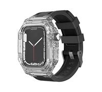 BUDAY Funda transparente de caucho fluorado con hebilla Matel, para Apple Watch Series 8, 7, 6, 5, 4, SE de 45 mm, 44 mm, 41 mm, 40 mm, reemplazo de correa de reloj deportivo, 45mm, Ágata