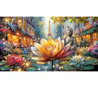 Buddha-and-Jesus-Seated-Together 1000 Piezas Puzzle en Papel Reciclado para Adultos Regalo Divertido Actividad en casa Juego Educativo Idea 38x26/1000pcs