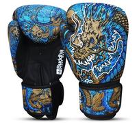 BUDDHA FIGHT WEAR - Guantes de Boxeo Dragon Azules diseñados para Entrenamientos y Sparring en Muay Thai Kickboxing Fitness - Hombres y Mujeres - 14 oz