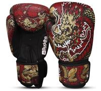 BUDDHA FIGHT WEAR - Guantes de Boxeo Dragon Rojos diseñados para Entrenamientos y Sparring en Muay Thai Kickboxing Fitness - Hombres y Mujeres - 16 oz