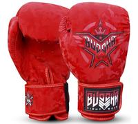 BUDDHA FIGHT WEAR - Guantes de Boxeo Thailand - Muay Thai - Kick Boxing - Piel Sintética Tejido Interior Resistente A Los Olores - Varios Diseños (Army Rojo, 12 Oz)