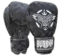 BUDDHA FIGHT WEAR - Guantes de Boxeo Thailand - Muay Thai - Kick Boxing - Piel Sintética Tejido Interior Resistente A Los Olores - Varios Diseños (Army Negro, 14 Oz)