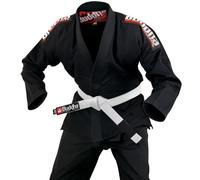 Buddha Fight Wear-Kimono Premium Infinity Negro de Jiu Jitsu Brasileño/BJJ Gi con Cinturón Blanco, Unisex Adulto (Negro, ML=A2)