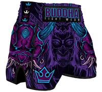 Buddha Fight Wear - Pantalón Muay Thai y Kick Boxing Modelo European Luzbel - Tejido en Satén Premium - Gran adaptación a la morfología de Cada Luchador - Multicolor - Talla L