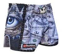 Buddha Fight Wear - Pantalón Retro Premium Dolar. Especialmente diseñado para el Entrenamiento y la Competición de Kick Boxing, Muay Thai, K1, Boxeo (S, Gris)
