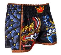 Buddha Fight Wear - Pantalón Retro Premium Fantasy Snake. Especialmente diseñado para el Entrenamiento y la Competición de Kick Boxing, Muay Thai, K1, Boxeo (L, Negro)