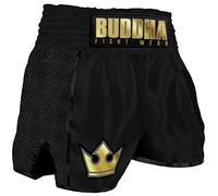 Buddha Fight Wear. Short Retro Premium Negro. Especialmente diseñado para el Kick Boxing, Muay Thai, K1 o Cualquier modalidad de Deportes de Contacto. Talla S (40 a 50 Kgs)