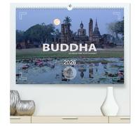 BUDDHA - Im Reich der Achtsamkeit (hochwertiger Premium Wandkalender 2026 DIN A2 quer), Kunstdruck in Hochglanz: Buddha-Statuen aus Asien